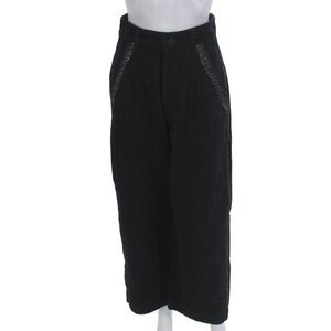 Mii Womens Cropped Black Cotton Pants Button Size XS